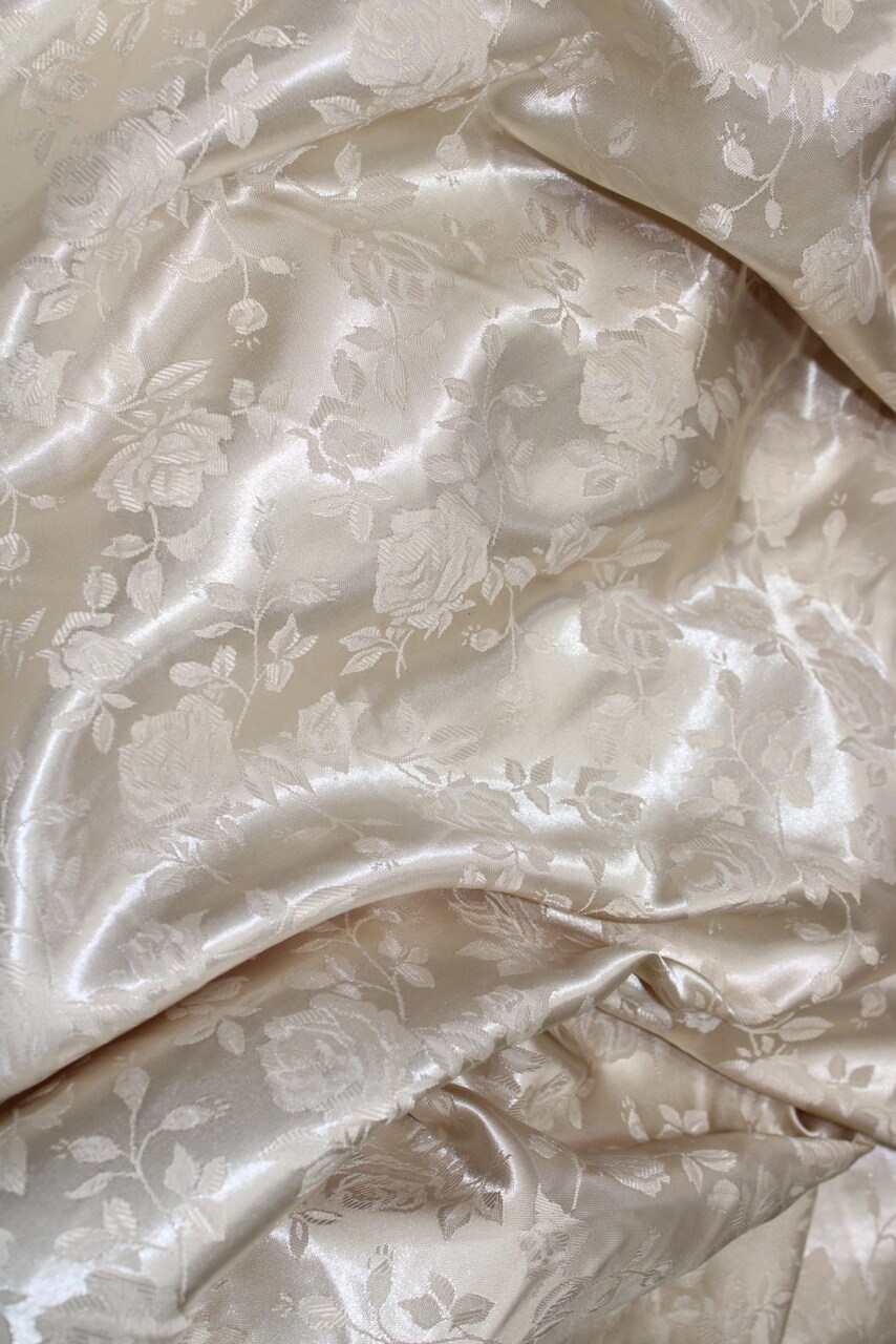 1 Yard Champagne Reversible Jacquard Satin Fabric for Curtains Tablecloth Apparel Crafts 58/60 Inches Width